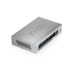 Коммутатор/ ZYXEL GS1005HP Switch PoE +, 5xGE 4xPoE + , desktop, metal, silent, PoE budget 60 W (GS1005HP-EU0101F)