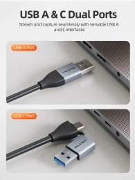Адаптер видеозахвата CABLETIME CB64G (CT-ACHC-AG) USB A+C на HDMI, 1080p
