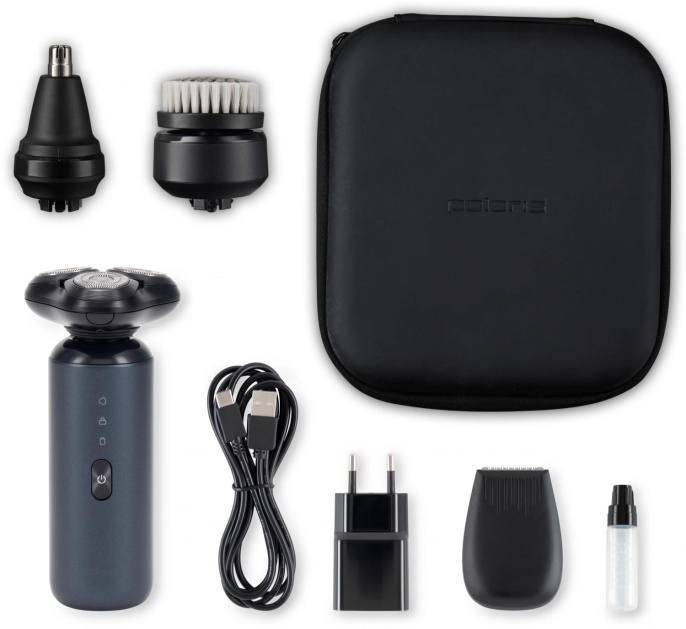 Бритва роторная Polaris PMR 0712RC Ultimate shave 5D PRO реж.эл.:3 питан.:элек.сеть/аккум. темно-синий