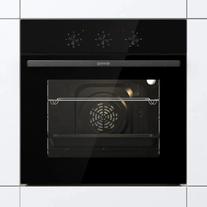 Духовой шкаф электрический Gorenje BO6725E02NBG, 77л, дверца с 2 стеклами, черный
