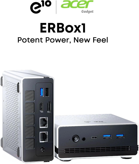 Неттоп Acer Gadget E10 ERBox AMD Ryzen 7 6800H,  LPDDR5 16ГБ, 512ГБ(SSD),  AMD Radeon 680M,  Windows 11 Pro,  черный и белый