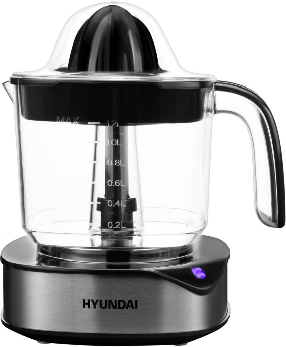 Соковыжималка цитрусовая Hyundai HY-JC4123 30Вт рез.сок.:1200мл. черный/нержавеющая сталь