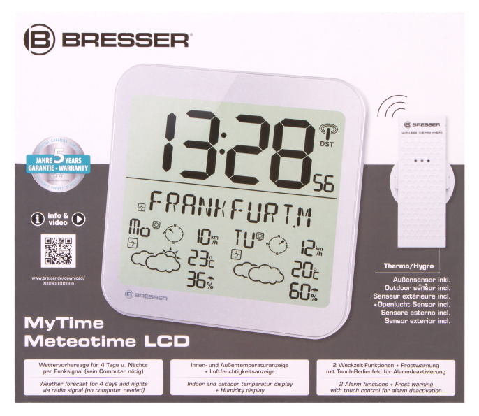 Метеостанция Bresser MyTime Meteotime LCD, серебристые
