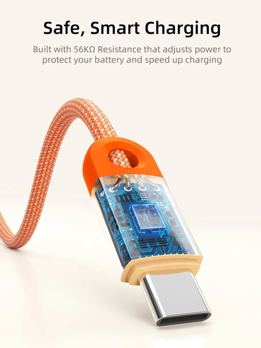 Кабель USB CABLETIME CUP5L (CT-CM60-POR2) апельсин, 2 м, 60 Вт