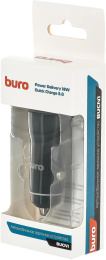 Автомобильное зарядное устройство Buro BUCN1, USB-A, USB-C, 18Вт, 3A, черный [bucn18p110bk]