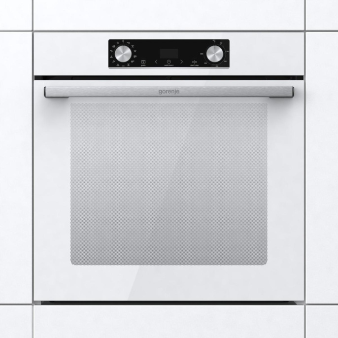 Духовой шкаф электрический Gorenje BOS6737E06WG,  77л,  дверца с 2 стеклами,  белый/нержавеющая сталь