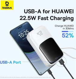Внешний аккумулятор Baseus PPQDP10 (P10067101213-00) Qpow Pro+ Digital Display Fast Charge Power Bank 10000mAh 22.5W Type-C Edition Moon White