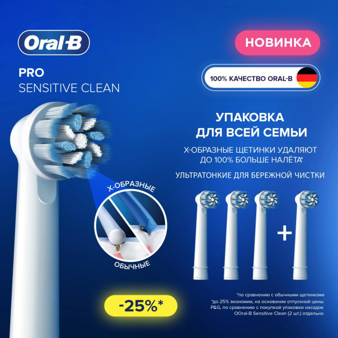 Насадка для зубных щеток Oral-B Sensitive Clean упак.:4шт 80773137