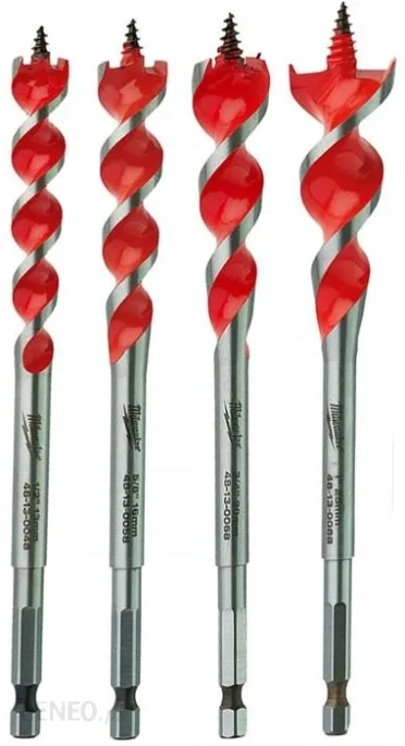 Набор сверл Milwaukee Speed Feed 4шт 13/16/20/25мм 4932479477 для дрели, обрабатываемый материал: дерево, хвостовик шестигранный, двойные режущие кромки, конусная конструкция