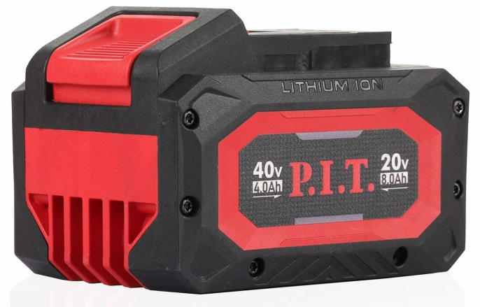 Аккумулятор P.I.T. PH20-8.0 бивольтовый, OnePower, 20В/40В, 4Ач/8Ач, Li-Ion, индикация заряда, плата