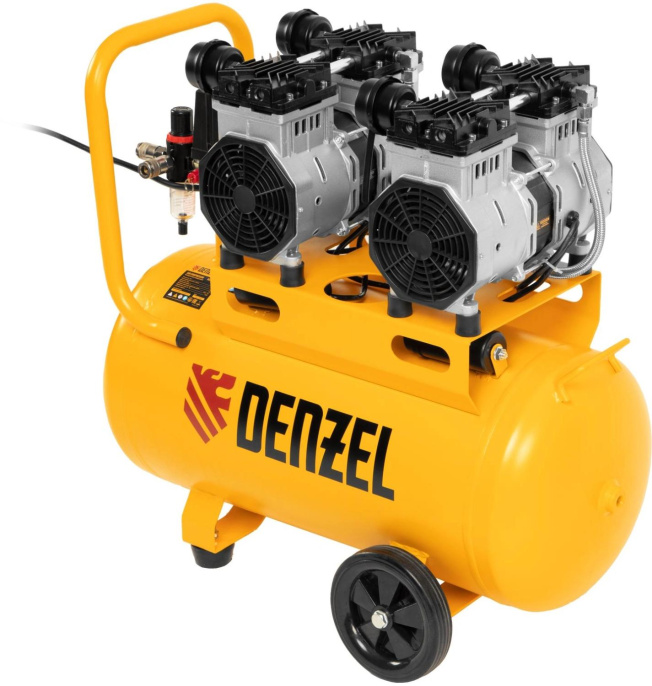 Компрессор поршневой Denzel DLS 2200/50 безмасляный 380л/мин 50л 2200Вт желтый