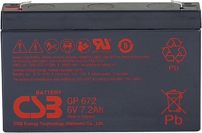 Аккумуляторная батарея CSB GP672 для ИБП, 6В, 7.2Ач