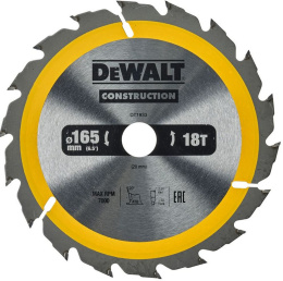 Диск пильный DeWalt DT1933-QZ диаметр диска: 165мм, диаметр посадочного отверстия: 20мм, число оборотов: 7000об/мин, толщина диска: 1.5мм, ширина пропила под углом 90°: 2.4мм, материал обработки: дерево, композитный материал, пластик, материал изготовлен
