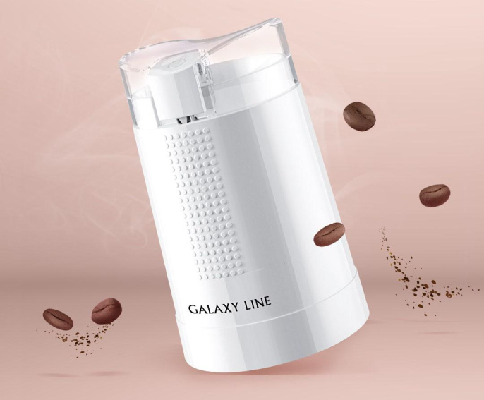 Кофемолка Galaxy Line GL 0909 200Вт сист.помол.:ротац.нож вместим.:45гр белый