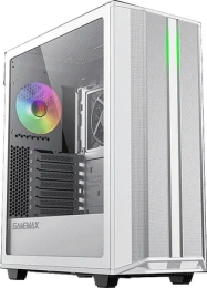 Корпус ATX Без БП GameMax Precision 2 Tempered Glass, MESH сетка, 3xUSB 3.0, 1xType-C, HD Audio+Mic, PWM+ARGB Hub, 2x120mm ARGB fan incl., COC Cooling FAN, VGA MAX 360mm, CPU MAX 170mm, съёмная TOP панель для удобной сборки и установки AIO White