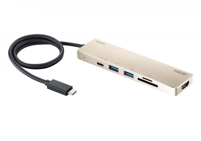 Многопортовая док-станция ATEN UH3239-AT 1 разъём HDMI м-м на выноске 25,4 см, 1 разъём RJ-45 м–м на кабеле CAT 5e ATEN USB-C Multiport Mini Dock - PD60W