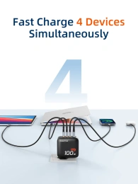 Сетевое зарядное устройство CABLETIME G100B (CT-GAN100-PB) GaN PD3.0 3C1A 100 Вт, черный