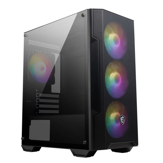 Корпус ПК без блока питания Case MSI MAG FORGE M100A, Mini-Tower, TG, 4x120mm ARGB, 2xUSB 2.0, 1xUSB 3.0, mATX, mITX Black