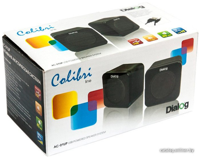 Акустическая система Dialog AC-01UP BLACK - aкустические колонки 2.0, 1W RMS, питание от USB