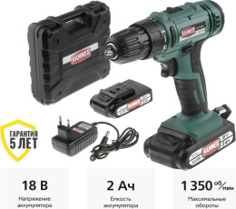 Дрель-шуруповерт аккумуляторная Hammer ACD18BS (680329)