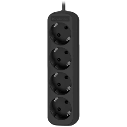 Удлинитель DEFENDER с заземлением M418 1.8 м, 4 розетки, черный 99325