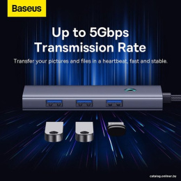 Хаб Baseus BS-OH108 UltraJoy Series 4 порта (USBA to USB3.0*4) Space Grey (B0005280A813-03)
