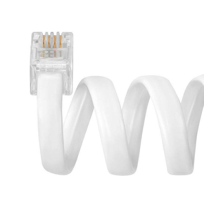 Greenconnect Телефонный шнур витой для трубки 7.5m, RJ9 4P4C джек белый, GCR-TPC4P4C-7.5m