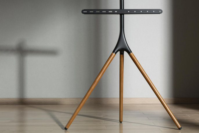 Подставка для телевизора Cactus CS-ST1246BKWN, 45-65", напольный, черный/орех