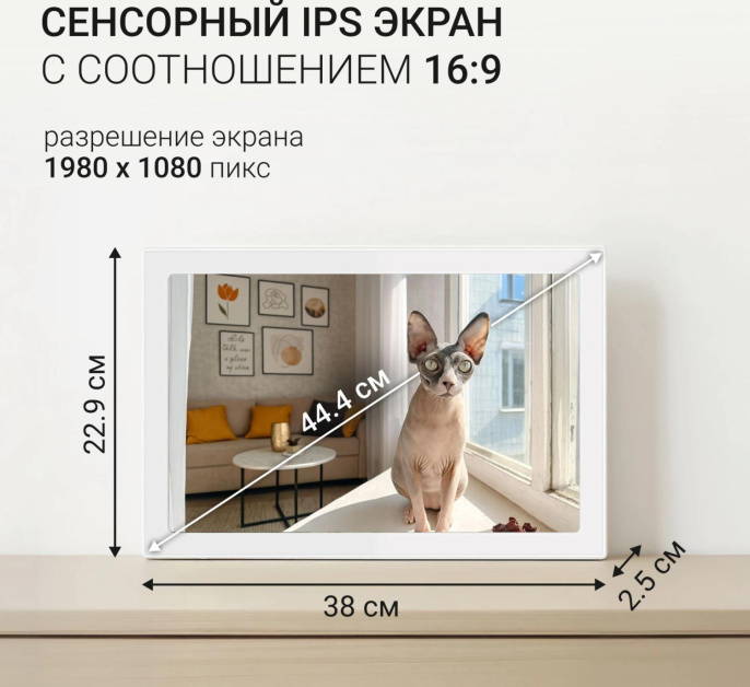 Цифровая фоторамка Digma PF-1555, 15.6", белый [pf1555w]