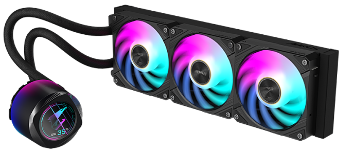 Система водяного охлаждения Gigabyte Aorus Waterforce X II 360 ARGB Soc-TR4/sTR5/AM5/AM4/1200/1700/1851 черный 4-pin 12-37.5dB Al LCD Ret (GP-AORUS WATERFORCE X II 360)