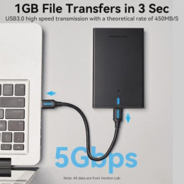 Внешний корпус Vention для HDD/SSD 2.5" USB 3.0 Mirco-B Черный (KPAB0)