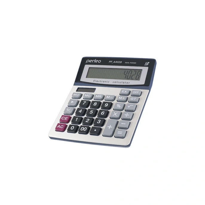 Бухгалтерский калькулятор Perfeo PF A4028 12-разрядный, GT, серебристый 30010589