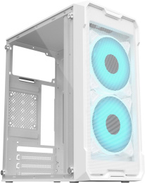 Корпус mATX Oklick OCC-MN302F, Mini-Tower, без БП, белый