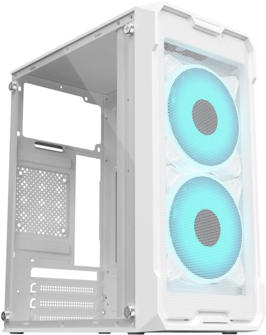 Корпус mATX Oklick OCC-MN302F, Mini-Tower, без БП, белый