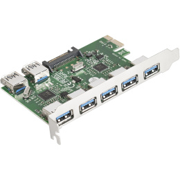 Контроллер ExeGate EXE-317 PCI-E x1 v2.0, 5*USB3.0 ext. + 2*USB3.0 int., разъем доп.питания, VIA Labs Chipset VL805 EX283717RUS