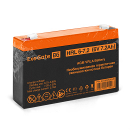 Аккумуляторная батарея ExeGate HRL 6-7.2-F1 (6V 7.2Ah, клеммы F1) EX282952RUS