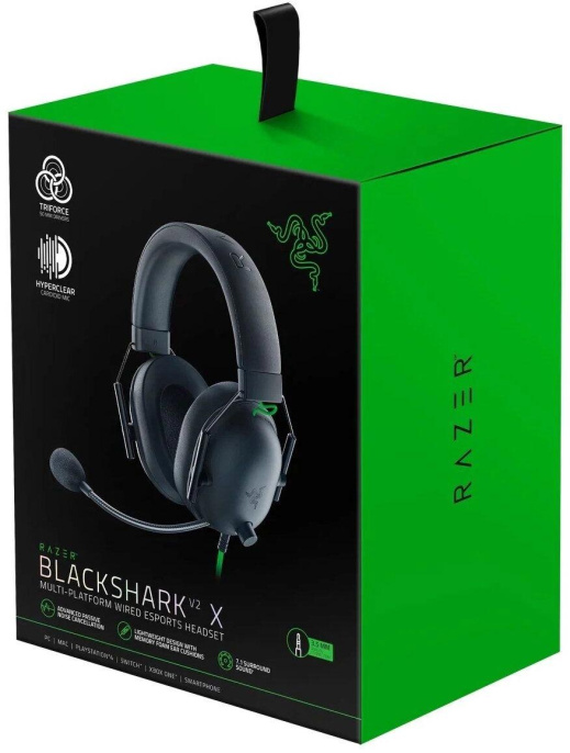 Гарнитура игровая Razer Blackshark V2 X,  для компьютера и игровых консолей, мониторные,  проводные, черный [rz04-03240100-r3m1]