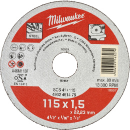 Диск отрезной Milwaukee SCS41 115x1.5 4932451476 по металлу, внутренний диаметр диска: 22мм