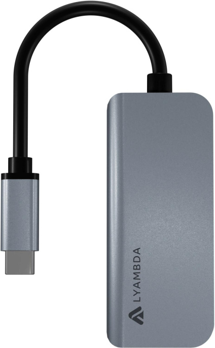 Разветвитель USB-C Lyambda LC105 2порт. серый