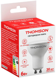 Лампа светодиодная Thomson TH-B2052 6Вт цок.:GU10 рефлек. 220B св.свеч.бел.нейт. MR16 упак.:1шт