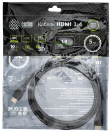 Кабель аудио-видео Cactus CS-HDMI.1.4-1.8,  HDMI (m) -  HDMI (m),  ver 1.4,  1.8м, GOLD,  черный
