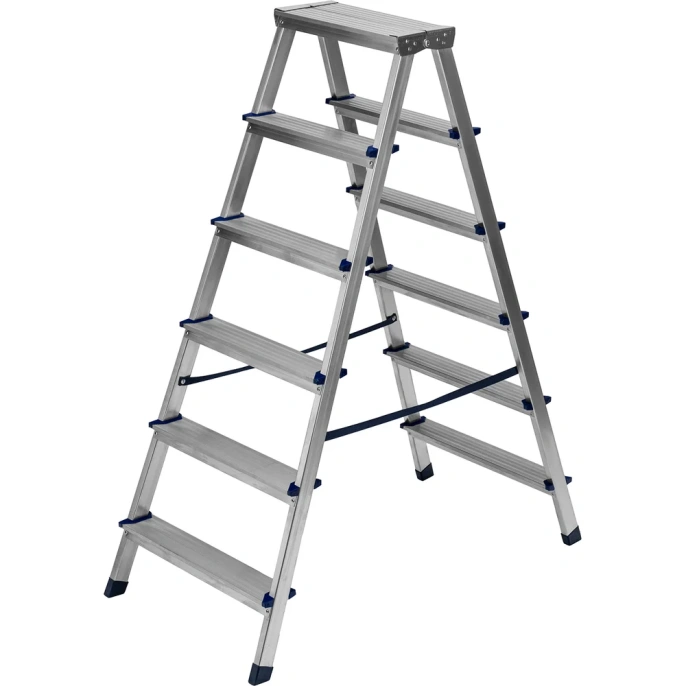 Алюминиевая двусторонняя стремянка СИБРТЕХ 6 ступеней 97926