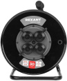 Удлинитель силовой REXANT КГ, розеток 4шт, 3x1.5 кв.мм, 16A, 30м, КГ, катушка металлическая, черный [13-5011]