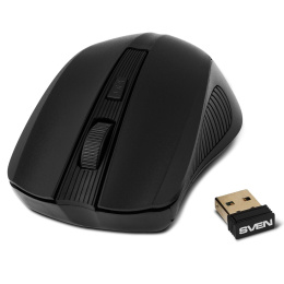 Беспроводная мышь SVEN RX-400W чёрная 3+1кл. 600/1000/1400DPI, блист (SV-014674)