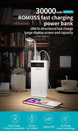 Мобильный аккумулятор Romoss Sense 8P+ 30000mAh QC3.0 18W 3A 2xUSB-A/USB-C белый