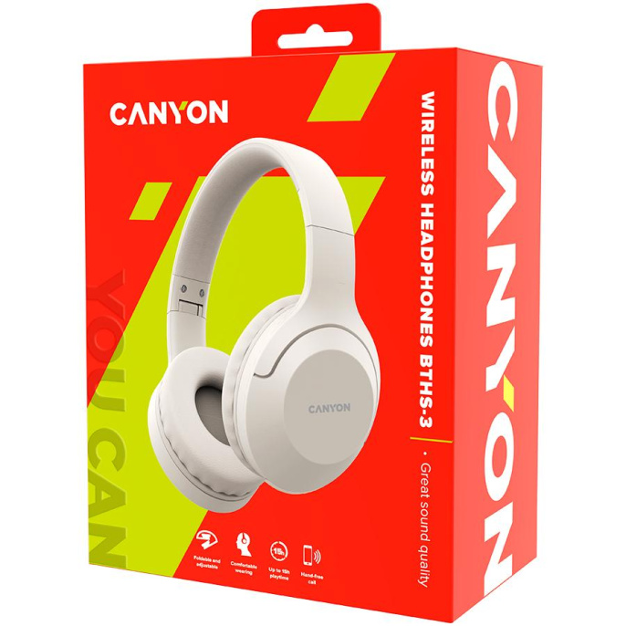 Гарнитура накладные Canyon BTHS-3 бежевый беспроводные bluetooth оголовье CNS-CBTHS3BE