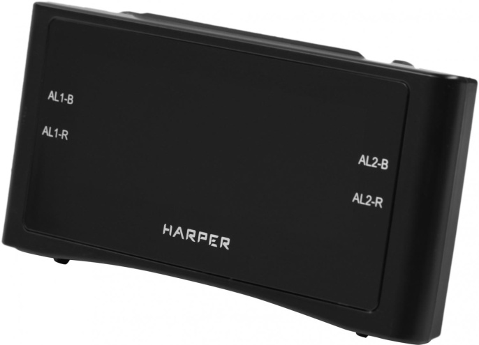 Радиобудильник Harper HCLK-1006 черный LED подсв:зеленая часы:цифровые AM/FM
