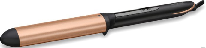 Плойка BaByliss C456E (круглая, поверхность: керамика, регулировка температуры: 6 режимов, максимальная температура: 210 °С, нагрев: 30 с, дисплей, термоизолированный наконечник, термозащитная перчатка, термоковрик, цвет: черный, золотистый)
