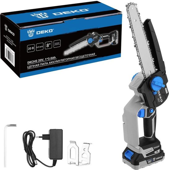 Пила цепная аккумуляторная бесщеточная DEKO DKCHS 20V, 20В, 1x3,0Ач 085-2010