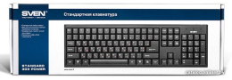 Клавиатура Sven Standard 303 Black SV-03100303PU USB+PS/2, высококачественная мембрана, стандартный набор клавиш, две дополнительные клавиши управления, комфортный, тихий и четкий ход клавиш
